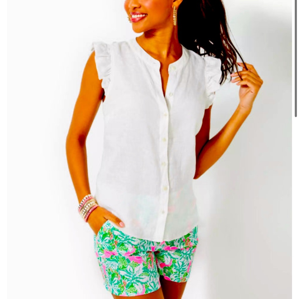 Lovely- NWT White seacoast linen top from Lilly Pulitzer. XL